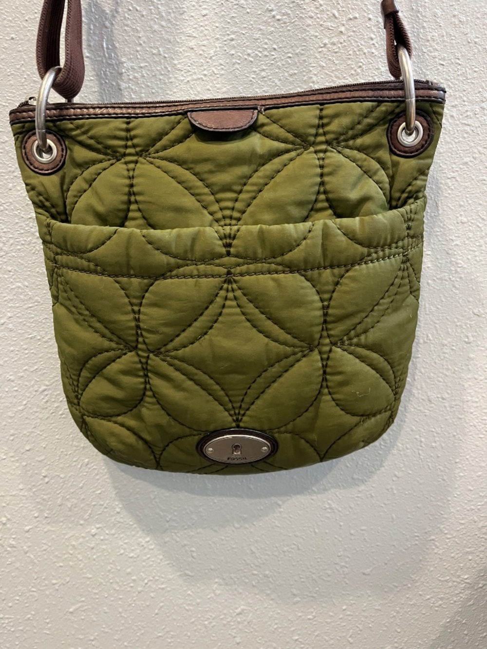 Fossil Key-Per Quilted Crossbody Bag - Olive Green